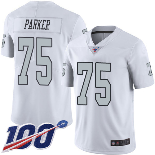 Men Oakland Raiders Limited White Brandon Parker Jersey NFL Football #75 100th Season Rush Vapor Jersey